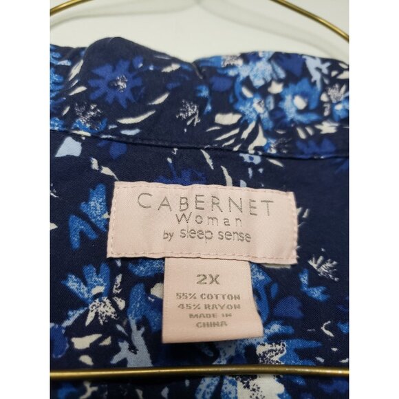 Cabernet Sleep Sense Woman Plus 2X Pajama Set Blue Button Front Shorts Floral - Picture 5 of 5